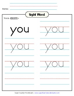 Trace the Word: You Sight Words Individual Worksheet