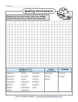 Make Your Own Word Search (D-27)  Spelling D Worksheet