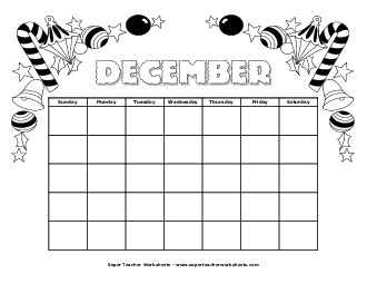 December Calendar (Santa) Calendars Worksheet