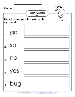 Letter Stampers (Unit 7)  Free Sight Words Worksheet