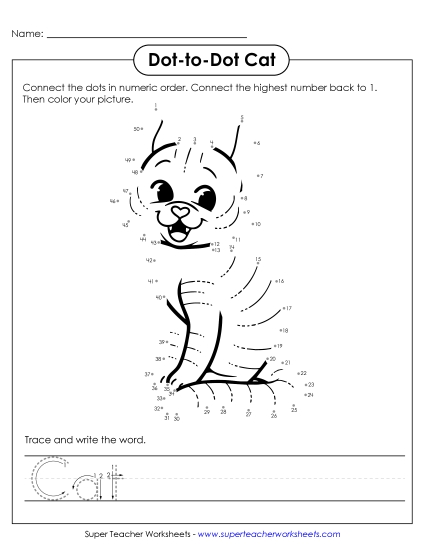 New Count to 50 & Write: Cat Worksheet New Count to 50 & Write: Cat Worksheet