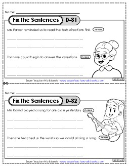 Fix the Sentences D-81 through D-85 Worksheet