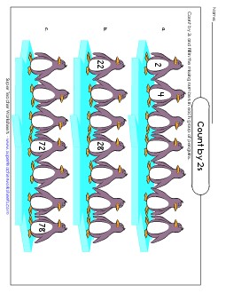 Penguins: Count by 2s Counting Worksheet