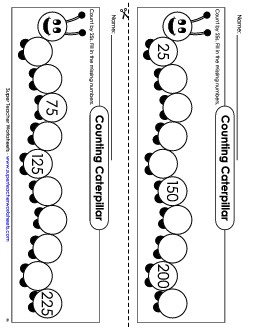 Caterpillar - Count By 25s Counting Worksheet