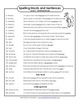 Spelling Test Sentences  Spelling E Worksheet