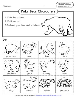 Character Sort Picture Book Polar Bear Worksheet