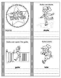 Mini-Book (-ate) Word Families Worksheet