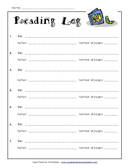 Reading Log Worksheet