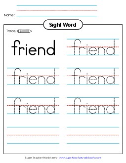 New Trace the Word: Friend Worksheet