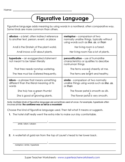 aInterpret Figurative Language