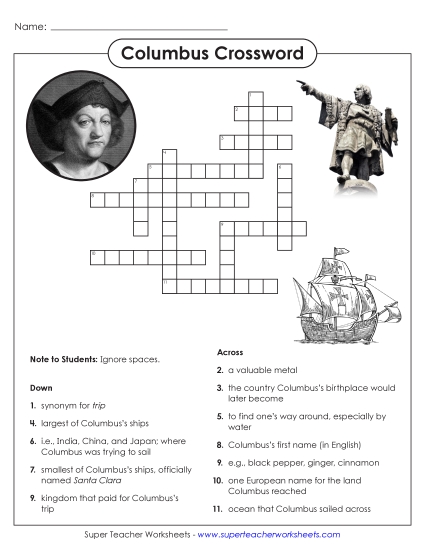aColumbus Crossword