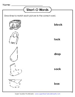 Matching Worksheet Phonics Long Short O Worksheet