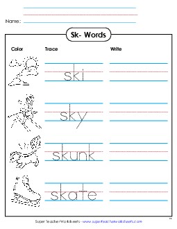 Trace and Write Phonics Blends Worksheet