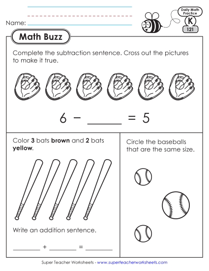 New Kindergarten Math Buzz: Week 25<br>Worksheets 121 through 125 Worksheet New Kindergarten Math Buzz: Week 25<br>Worksheets 121 through 125 Worksheet