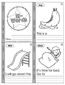 Mini-Book: Sl- Words Phonics Blends Worksheet