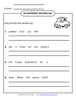 Scrambled Sentences (A-27) Spelling A Worksheet