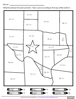 Texas Division Mystery Picture States Individual Worksheet