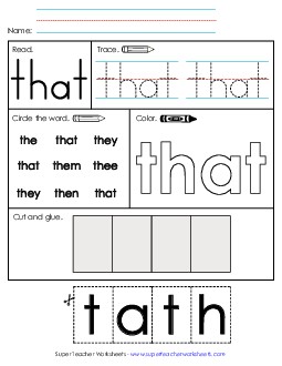 That (Sight Word) Sight Words Individual Worksheet