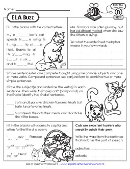 New ELA Buzz: Week 7<br>Worksheets 31 through 35 Worksheet