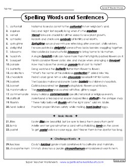 Spelling Sentences (Easter)  Spelling F Worksheet