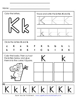 Letter K - Mixed Skills (Basic) Alphabet Worksheet