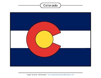 Colorado State Flag (Full-Color Version) States Individual Worksheet