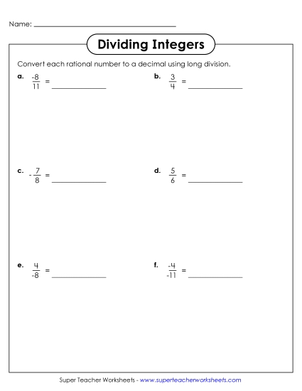 New Dividing Integers with Long Division Worksheet New Dividing Integers with Long Division Worksheet