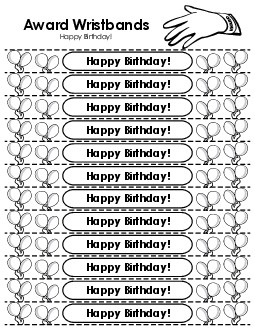 Happy Birthday Wristband Reminder Wristbands Worksheet