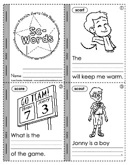 Mini-Book: Sc- Words Phonics Blends Worksheet