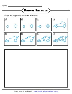 Draw a Race Car Learning To Draw Worksheet