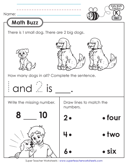 New Kindergarten Math Buzz: Week 13<br>Worksheets 61 through 65 Worksheet New Kindergarten Math Buzz: Week 13<br>Worksheets 61 through 65 Worksheet