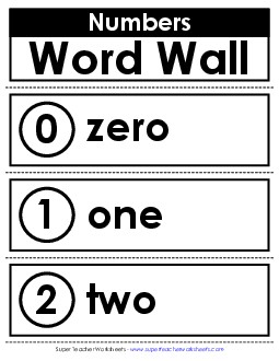 Word Wall Numbers Counting Worksheet