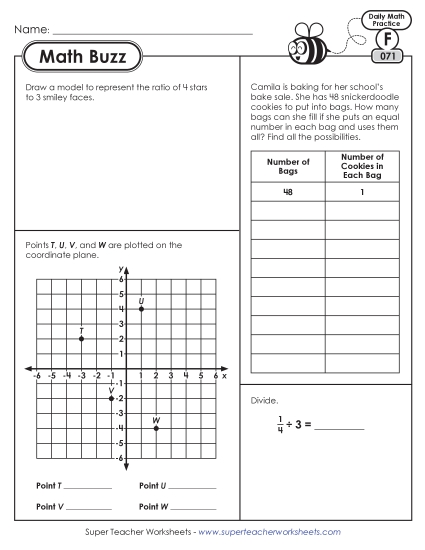 New 6th Grade Math Buzz: Week 15<br>Worksheets 71 through 75 Worksheet New 6th Grade Math Buzz: Week 15<br>Worksheets 71 through 75 Worksheet