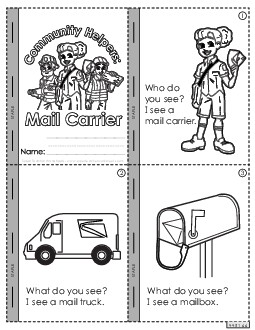 Mini-Book: Mail Carrier Community Helpers Worksheet