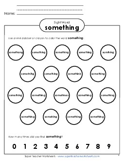 Dab or Color: Something Free Sight Words Individual Worksheet