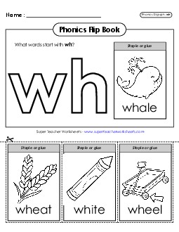 Phonics Flip Book (WH) Phonics Digraphs Worksheet