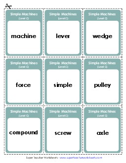 Flashcards (C-Simple Machines Words) Spelling C Worksheet