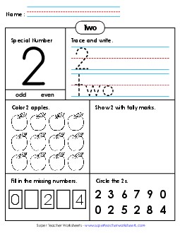 Special Number: 2 Free Counting Worksheet