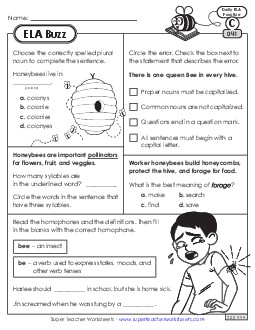 ELA Buzz: Week 9 Worksheets 41 through 45 Daily Ela Review Worksheet