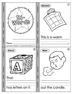 Mini Book #2: Bl- Words  Phonics Blends Worksheet