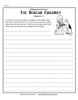 Writing Prompt: Chapters 4-6 Book The Boxcar Children Worksheet