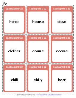 Flashcards (D-22) Spelling D Worksheet