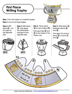 First Place Writing Trophy  Awards Worksheet