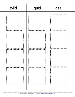 Matter Sort (Cut & Glue) 4th Grade Science Worksheet