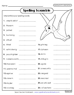 Word Scramble (F-4) Spelling F Worksheet