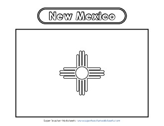 New Mexico Flag Coloring Page States Individual Worksheet