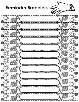 Blank Reminder Wristbands - Flowers Worksheet