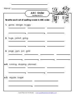 ABC Order - Word Sets (B-14) Spelling B Worksheet