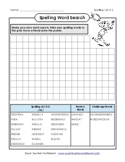 Make a Word Search (D-5) Spelling D Worksheet