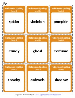 Flashcards (C-Halloween) Spelling C Worksheet